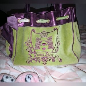 Juicy Couture Purple and Green Tote Bag